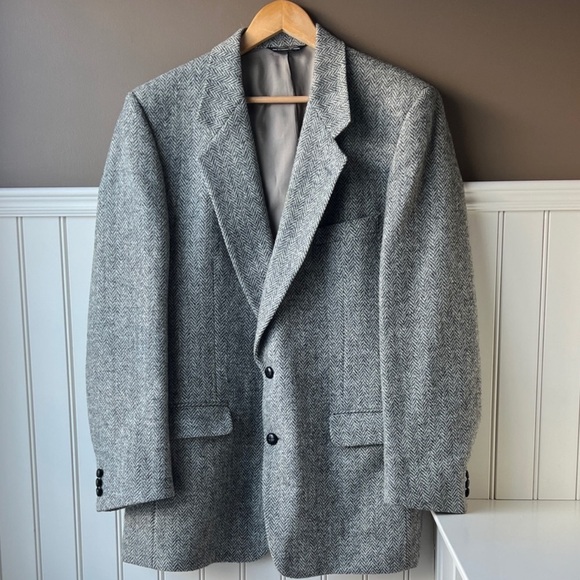 Harris Tweed Classic Gray 100% Scottish Wool Blazer 44 Long - Picture 14 of 14